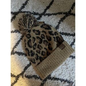 CC beanie brown black animal print NWT